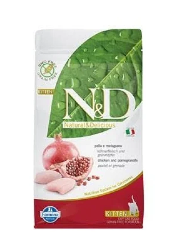 N&D Kitten Tahılsız Tavuklu Narlı Yavru Kedi Maması 1 Kg Açık Paket