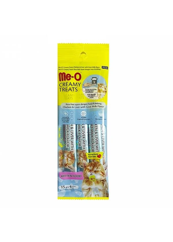 Me-O Creamy Treats Tavuklu ve Ciğerli Ek Besin ve Kedi Ödülü 60 Gr ( 4 x 15 Gr )