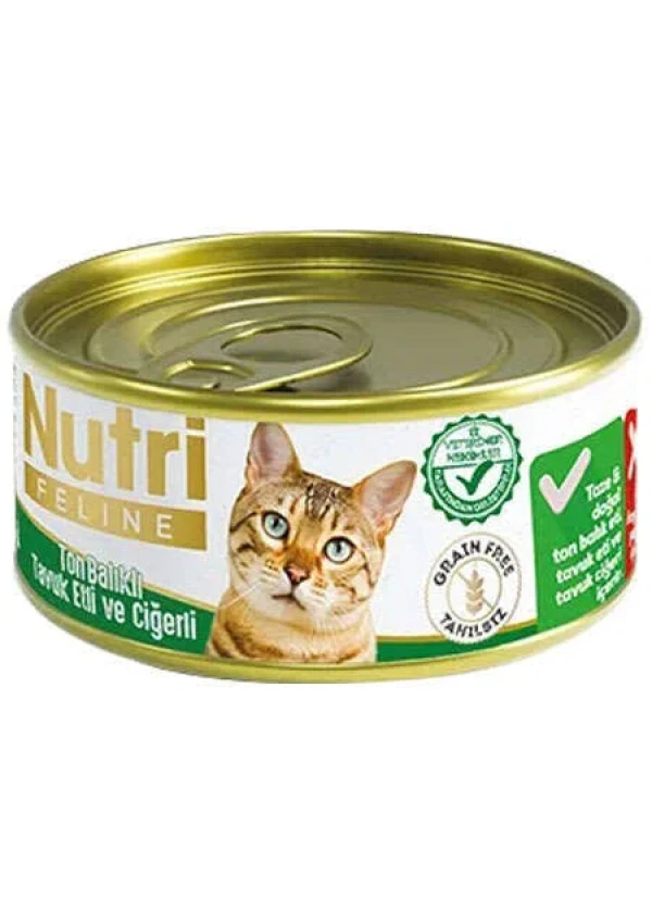 Nutri Feline Ton Tavuk ve Ciğerli Tahılsız Kedi Konservesi 85 Gr