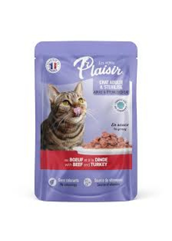 Plaisir Sığır Etli ve Hindili Pounch Yetişkin Yaş Kedi Maması 100 G